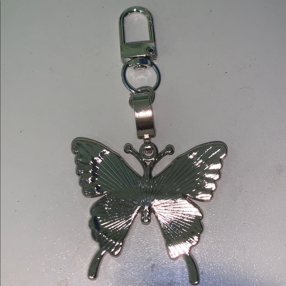 Silver crystal butterfly purse/bag charm keychain - Picture 4 of 7